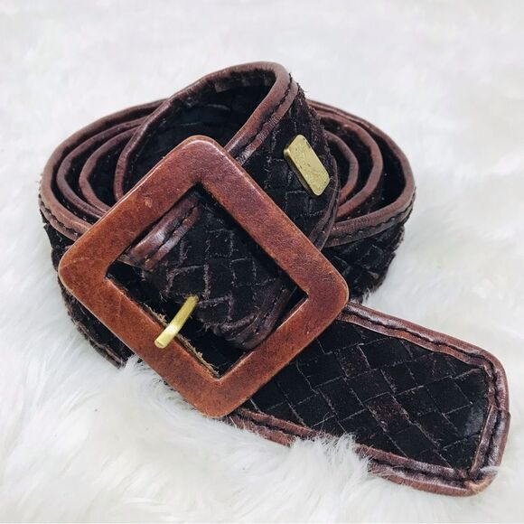 VINTAGE 70s 80s Wide Braided Brown Suede Belt Woven Boho Gypsy Hippie X-Large 1X - Picture 1 of 8